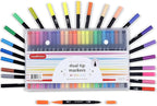 Incraftables Dual Tip Markers (24 Colors) – Adult Coloring, Brush Tip & Fine Tip Markers for Adult Coloring Books, No Bleed Dual Brush Pens