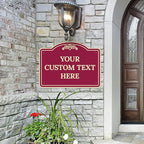 Custom Decorative Sign, Personalized Metal Sign for Driveway, Home, Airbnb, Door Plaque, Burgundy Background Sign, 18x24 Inches, ACM, Fade Resistant, Made in USA by Sigo Signs