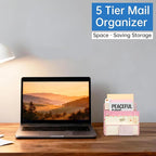 ReePlan Mail Organizer Countertop with 5 Slot, Metal Mail Holder for Desk, File Holder Letter Sorter for Envelope, Bill and Document (Rose Gold)