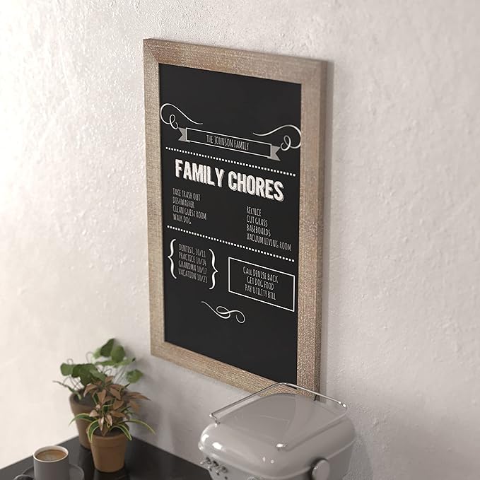 HBCY Creations 24" X 36" Weathered Lightwash Solid Wood Frame Wall Chalkboard, Magnetic Surface, Home Décor, Restaurant & Café Menus, Blackboard, Includes Chalk, Eraser & Hanging Hardware