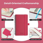 IN-LUXPRO Planner 2026 Daily Weekly and Monthly,6.5"x3.75",12 Months Spiral Bound Calendar Agenda with Self-adhesive Pen Holder,2026 Appointment Book with Vegan Leather Soft Cover,Rose Red