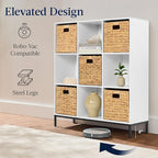 Best Choice Products 9-Cube Bookshelf, 3-Tier Wood Storage Bookcase W/Legs, 11in Shelf Opening, Cube Organizer, Living Room, Office, Nursery - White