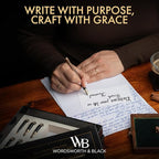 Wordsworth & Black Calligraphy Pen Gift Set, Includes Ink Bottle, 6 Ink Cartridges, Ink Refill Converter, 6 Replacement Nibs, Luxury Bamboo, Journaling, Smooth Writing Pens [Brown Wood]