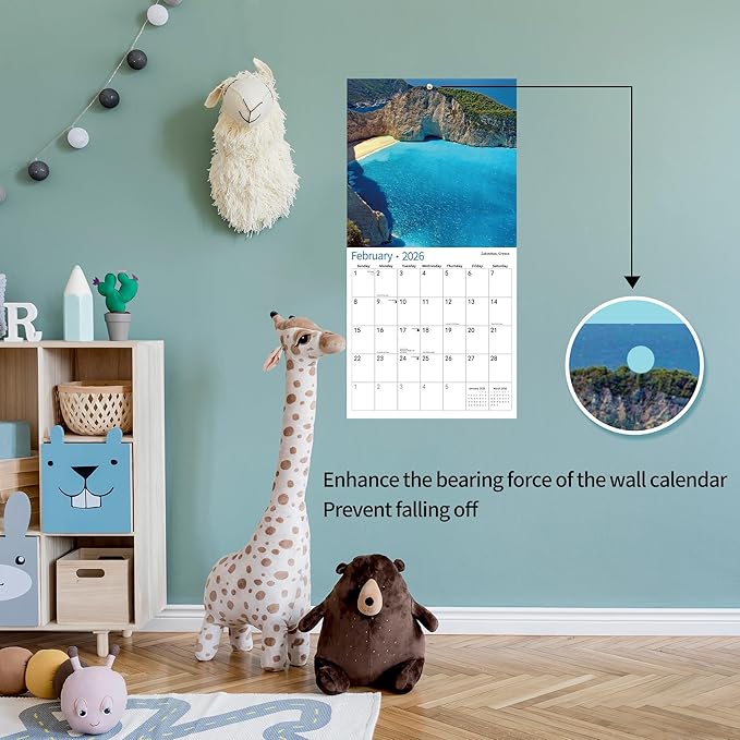 2026 Wall Calendar,Calendar 2026, January 2026 - December 2026, Wall Calendar BEACHES, 12" x 24" Opened,Full Page Months Thick & Sturdy Paper for Calendar Organizing & Planning