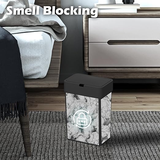 ELPHECO Bathroom Trash Can with Lid, 2 Pack Automatic Garbage Can, 2.5 Gallon + 4 Gallon Motion Sensor Smart Bathroom Decor, Slim Waterproof Trash Bins for Bedroom, Office, Living Room, Black