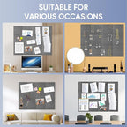 VUSIGN Large Cork Board for Wall 47"x35", 12 Pack Bulletin Board, Felt Wall Tiles with Adhesive Tabs and Push Pins, Push Pin Board for Office, School, Home, Grey