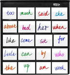 Black Tabletop Desktop Pocket Chart with Bonus 20X Dry Erase Cards. Double Sided and Self-Standing (13” X 12”)