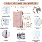 Life Planner - A 12 Month Journey to Crush Your Goals, Increase Productivity, Passion, Success & Happiness - Weekly & Monthly Life Planner, Habit-Tracker, Gratitude Journal & Organizer, A5