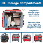 ECR4Kids Universal Rolling Cart with Canvas Organizer Bag, Mobile Storage, Red/Grey
