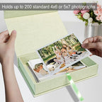 Sprsthai 5x7 Archival Photo Storage Box with Lid – Stackable Memory Keepsake Organizer for Photos, Certificates, Jewelry & Scrapbooking Supplies Grass Green