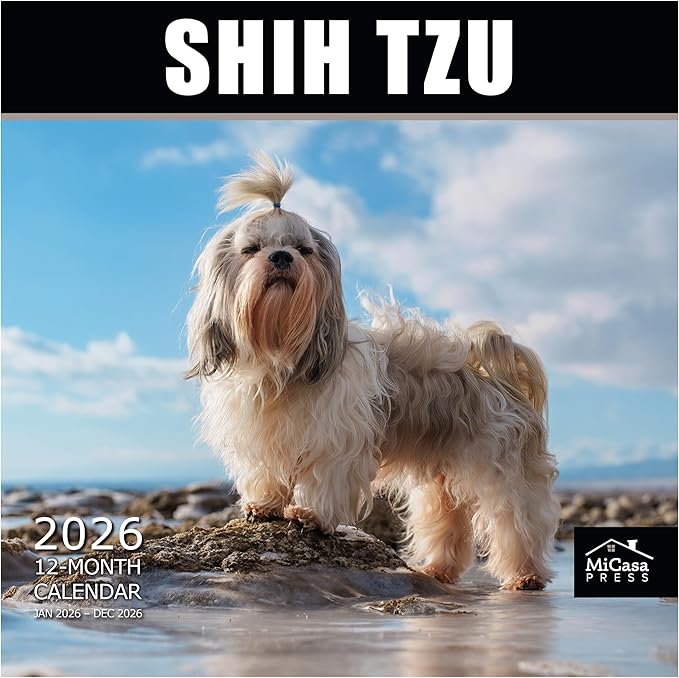 MICASA PRESS Shih Tzu 2026 Wall Calendar 12 Month | 12" x 24" Open | Thick & Sturdy Paper | Holiday Gift | Cute Puppy Dog Calendar 2026