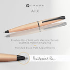 Cross ATX Refillable Ballpoint Pen Presented in a Luxury Gift Box - Medium Point, Black Ink, Sandblasted Rose Gold