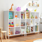 Chyanmoo Wood Cube Storage Organizer White Bookshelf - 3-Tier Freestanding Storage Cabinet with Legs for Home Office, 9-Cubes Open Shelf