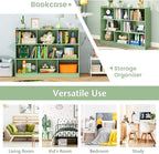 Giantex 8 Cube Bookcase, Freestanding 3-Tier Open Bookshelf, Modern Storage Display Cabinet, Wood Cube Storage Organizer for Living Room, Kid’s Room, Mint Green