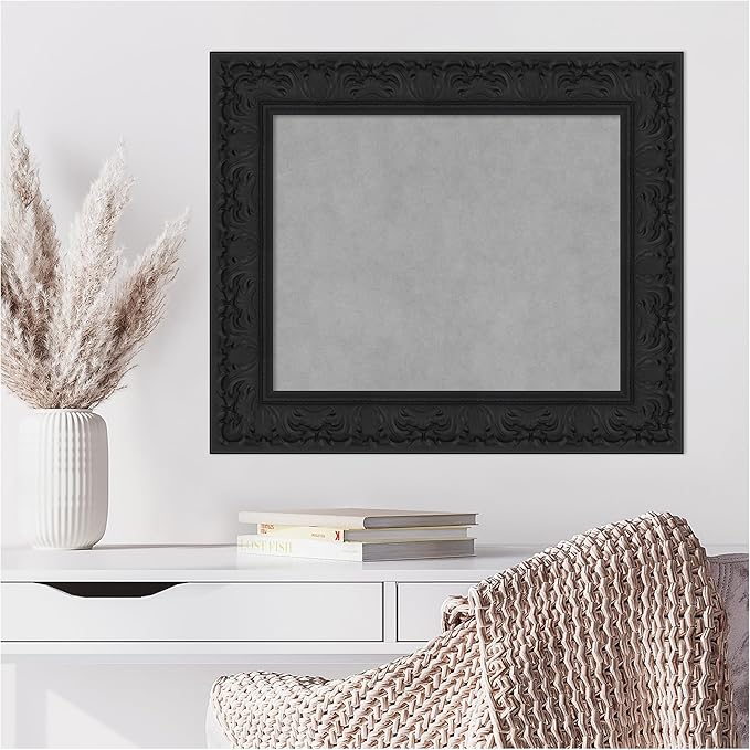 Amanti Art Black Framed Magnetic Board 23x27 Small Vision Board for use with Magnets, 100% Metal Sheet to Display Items as Office Decor or for Home Organization in mudroom, Kitchen or Kids Room