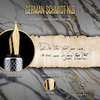 Scriveiner Luxury EDC Fountain Pen (Medium), Stunning Silver Chrome Luxury Pen, Real Gold Plating, Schmidt German Nib, Converter, Writing Gift Set for Men & Women, Nice Fancy Office Designer Pen