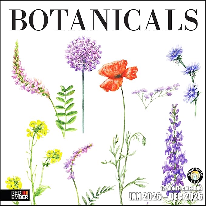 RED EMBER Botanicals 2026 Wall Calendar 12 Month | 12" x 24" Open | Thick & Sturdy Paper | Holiday Gift | Art Nature Calendar 2026