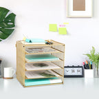 EASEPRES 5 Slot Mesh Desk Organizer Tray, File Paper Letter Folder Holder Desktop Paper Sorter Mail Organization Rack Storage Accessories, for Office Home School Classroom, Gold