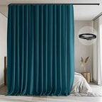 Room Divider Curtains with Flexible Ceiling Tracks Set,Blackout Curtain Ceiling Mount Curtain Track Privacy Room Dividers Ceiling Track Curtain Rod(Azure Blue Drape & Black rail W 12.5 × H 9 FT)
