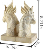 JOOMBE Golden Parrot Decorative Bookends,Set of 2 Cute Bird Animal Sculpture Book Ends to Hold Hevay Duty Books,Unique Resin Statues Book Stopper for Home Office Desk Bookshelf Decor