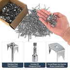 Sumloty 200-Pack 304 Stainless Steel Fence Staples, 1.6 Inch Reusable Fence Screw Nails for Wire Mesh and Woven Fencing, Easy Install with Power Drill
