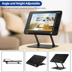 BESIGN BS01 Book Stand for Reading, Adjustable Book Holder, Ergonomic Laptop Stand with Elastic Page Clips for Music Scores, Recipe, Tablet, Laptop (Black)