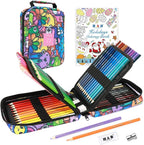H & B Art Supplies, 72Pack Drawing Supplies for Adults, Drawing Kit with Holiday Coloring Book, Oil-Based Colored Pencils for Artists
