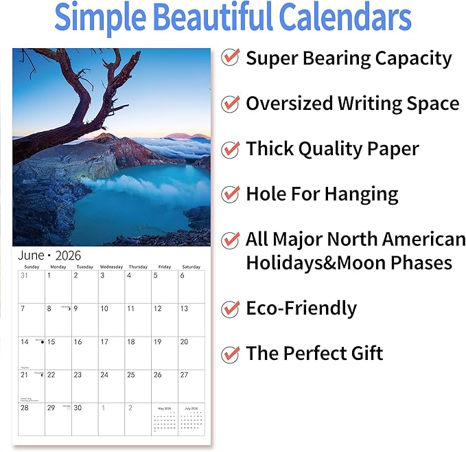 2026 Wall Calendar,Calendar 2026, July 2025 - December 2026, Wall Calendar Coastal Serenity, 12" x 24" Opened,Full Page Months Thick & Sturdy Paper for Gift Perfect Calendar Organizing & Planning