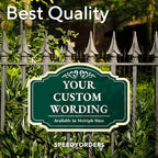 Custom Decorative Outdoor Metal Sign - Personalized Aluminum Driveway Sign, Waterproof, Made in USA - Design 2 Forest Green 12x8 In