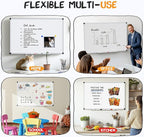 NEWBULIG White Board, 40" x 30" Magnetic Dry Erase Board for Wall with 1 Dry Eraser & 2 Multi-Color Markers & 4 Magnetic Pins, Silver Aluminum Frame for Office, Home, School
