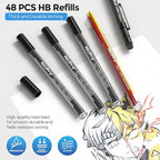 Nicpro 3 PCS 1.3 mm Blacke Mechanical Pencils Set with 48 Lead Refill, 3 Eraser - Weatherproof Metal Barrel, Heavy Duty Carpenter Pencil MP2000 for Outdoor Marking Drafting Drawing Woodworking