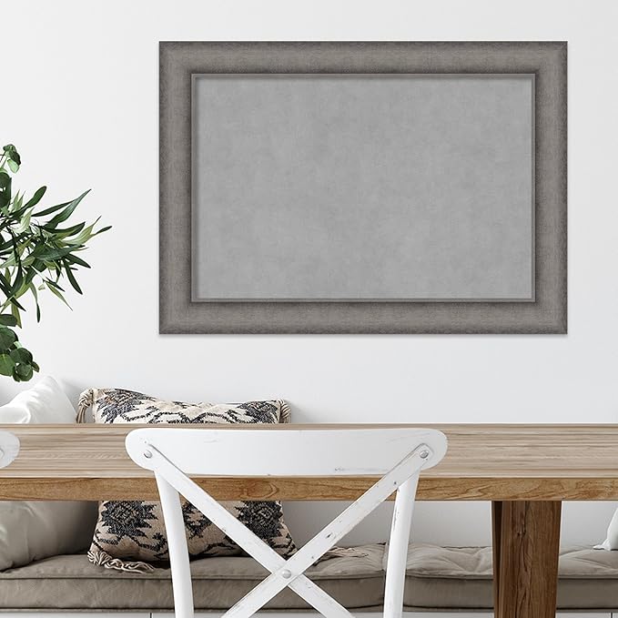 Amanti Art Grey Framed Magnetic Board 20x28 Medium Vision Board for use with Magnets, 100% Metal Sheet to Display Items as Office Decor or for Home Organization in mudroom, Kitchen or Kids Room