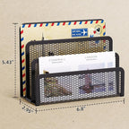 Marbrasse Mail Organizer for Desk, 3-Slot Mesh Metal Mail Holder countertop, Letter Holder, Office Desktop Envelope and Document Storage Rack (2P)