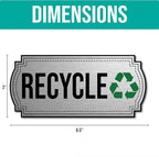 Recycle and Trash Stickers for Trash Cans - Stainless Steel Style Vinyl Recycling Bin Labels - 2 Pack - 6.5" by 3" Decals Logo - Waste Signs for Home Kitchen or Office Bins Indoor/Outdoor Use