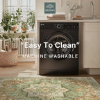 GENIMO 2'6"x6 Runner Rugs for Hallway, Machine Washable Non Slip Vintage Rugs, Low Pile Lightweight Soft Print Rug for enrtyway, Corridor, Home, Office, Kitchen, Muted Green Brown