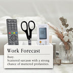 XPH Funny Pen Pencil Holder Organizer for Desk, Funny Coworkers Gifts for Women, Office Humor Gifts, Work Forecast Wooden Box Sign for Home Office Desk Tabletop Decorations