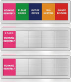 2PK Office Door Signs 5 Options Do Not Disturb, Please Knock, In A Meeting, Out Of Office, Working Remotely Privacy Door Slider Sign for Meeting & Conference Room