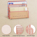 Marbrasse Mail Organizer for Desk, 3-Slot Mesh Metal Mail Holder countertop, Letter Holder, Office Desktop Envelope and Document Storage Rack (Rose Gold)