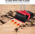 NACENA Broom and Dustpan Set, 52-in Long Adjustable Handle Broom Dustpan Combo with Dustpan Teeth to Automatically Clean Hair Suitable for Home Kitchen Office Hall Floor (Black&Red), 2 Pack