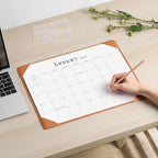 Cabbrix Desk Calendar 2026 with Desktop Mat, Simplified Medium Desk Pad Calendar 15" x 12" January 2026 to June 2027, Desk Blotter Calendar for Home School and Office (Brown)