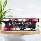 Personalized Name Plate for Desk, Custom Desk Name Plate, Acrylic Name Plate Office Desk Accessories, Personalized Office Gifts for Coworkers Teachers, Employee Appreciation Gifts (C-Dark Floral)