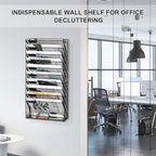 EasyPAG Wall File Holder 10 Tier Mesh Hanging Folder Organizer with Flat Tray Wall Mounted Mail Organizer Magazine Paper Desk Shelf with Nametag Label for Office Home School, Black