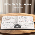 AHGXG Graph Paper Notebook - Grid Notebook Journal A5, 120 GSM Thick Graph Paper, 160 Pages, Leather Hardcover, for Graphing, Writing, Math, Engineering, 5.75'' × 8.38''- Black