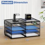 Lavatino 8 Compartments Paper Organizer for Desk, Mesh Literature Organizer, Mail File Sorter Tray with Handle, Desktop Mailbox for Office Classroom Home, Black