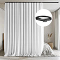 MaKefeile Room Divider Curtains with Flexible Ceiling Tracks Set,Blackout Curtain Ceiling Mount Curtain Track Privacy Room Dividers Ceiling Track Curtain Rod(White Drape & Black Rail W 15 × H 8 FT)