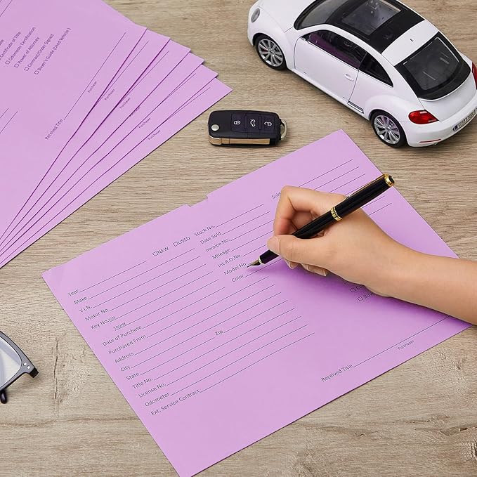 120 Pcs 9 x 12 In Vehicle Dealer Jackets for Car Sales 32lb Colored Printed Deal Envelopes Dealership Supplies File Jackets Automotive Folders for Car Dealerships(Purple)