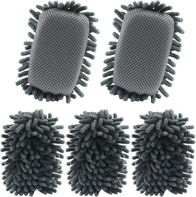 Biaungdo 5 Pack Washable Whiteboard Eraser, Microfiber Shag Dry Eraser for Classroom Teacher Supplies, Office, Home(Grey)