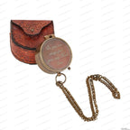 US HANDICRAFTS Brass Camping Compass, Engraved with Leather Case, Antique Finish, Perfect for Outdoor Adventures