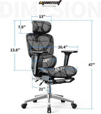 Opiesit Office Chair with 3D Adjustable Lumbar Support,Ergonomic Computer Chair,Adjustable Headrest and Armrests, 400lbs Capacity,Tilt-Swivel,Premium Mesh Desk Chair for Office,Home & Gaming (Black)