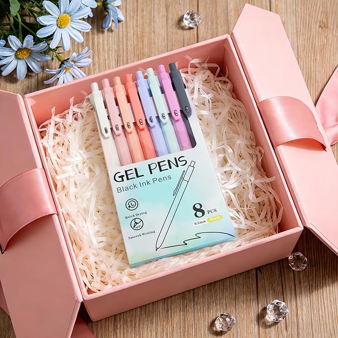 Piochoo Gel Pens, Quick Dry Black Gel Ink Pens Fine TIp, No Smudge, Smooth Writing Cute Aesthetic Pen for Women Nurses School Office Supplies